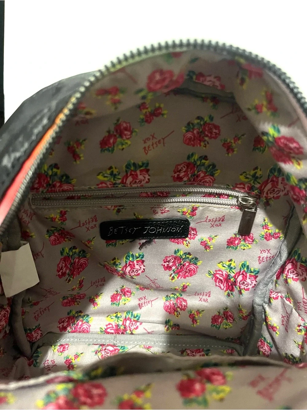 Betsey Johnson nylon Black Mini Heart Print Backpack